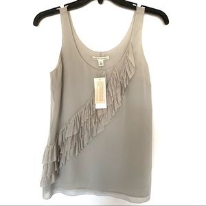 New Banana Republic X-Small Petite Silk Ruffle Sleeveless Tank Top Blouse Lined